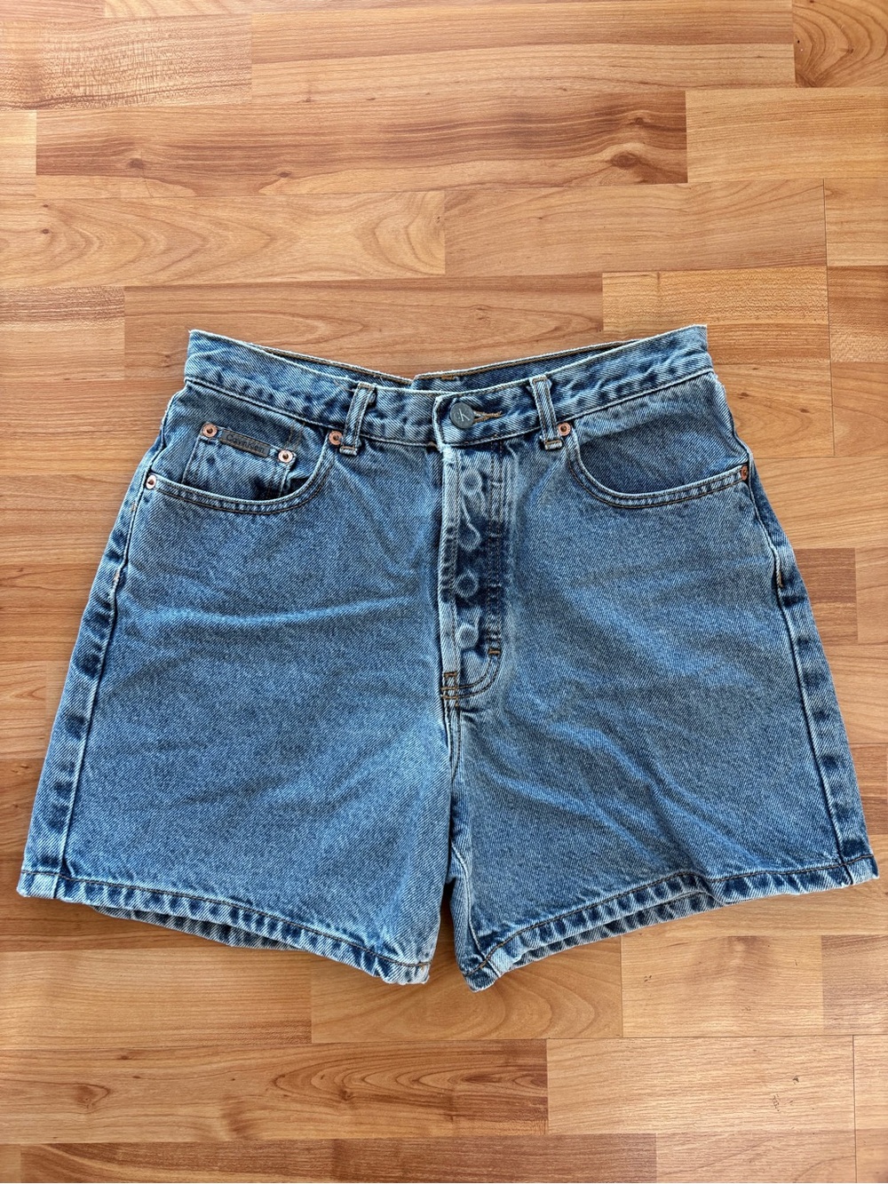 Calvin Klein Light Blue Button-Front Denim Fly Shorts 7
